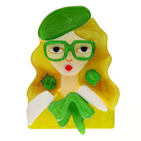 Broche femme acrylique berret vert